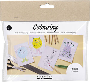 Mini DIY Kit Farvelægning, Monster,
