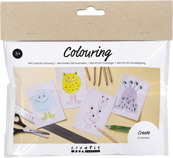 Mini DIY Kit Farvelægning, Monster,