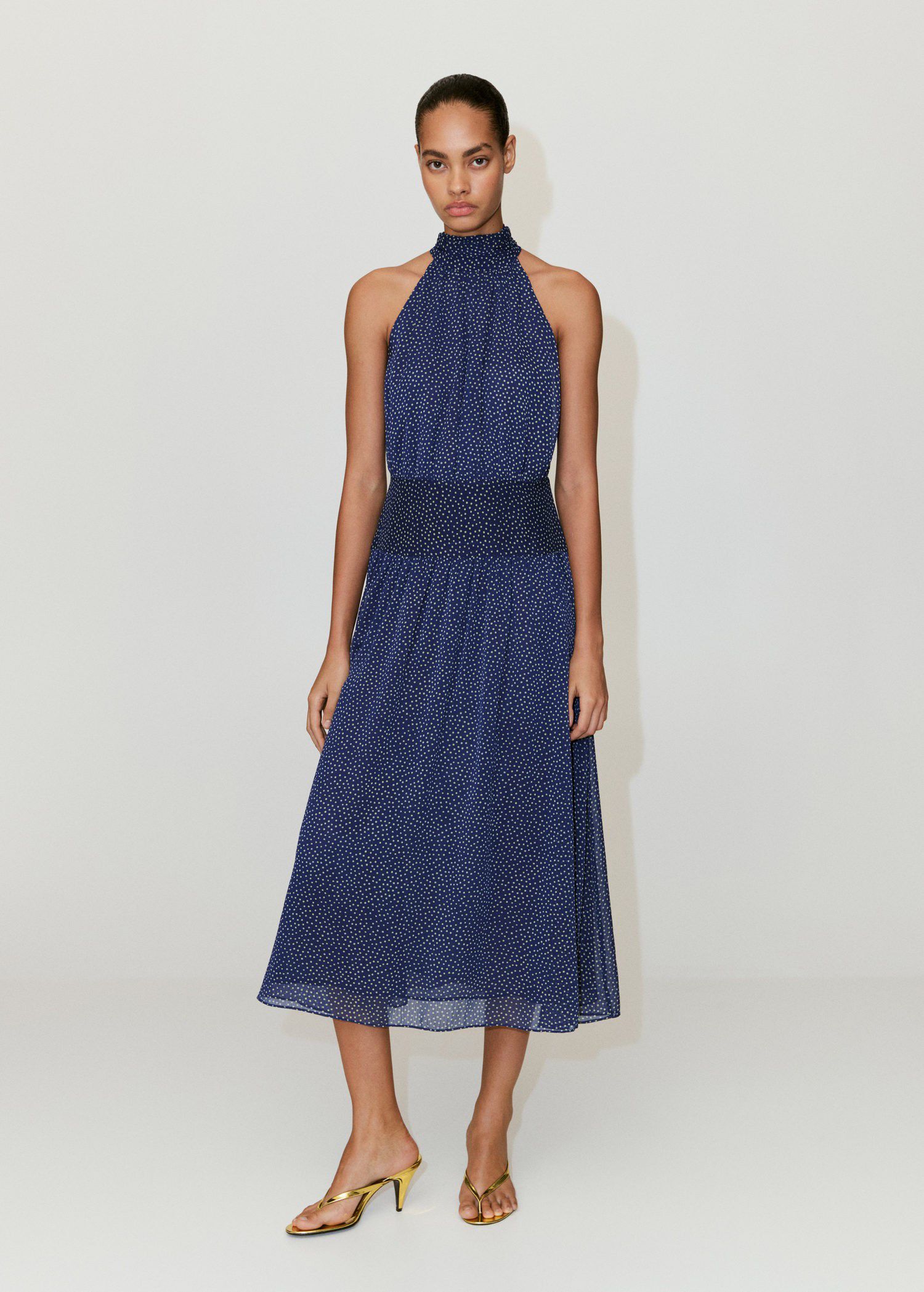 Printed halter-neck dress
