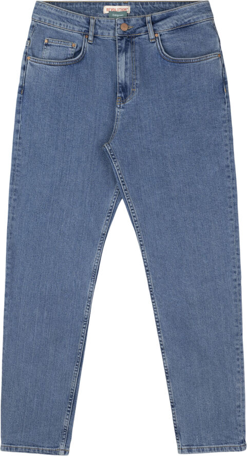 Stone washed blue loose jeans