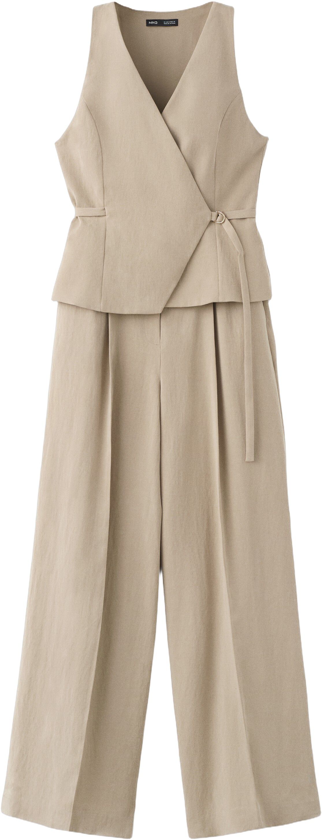 Combined lyocell crossover jumpsuit