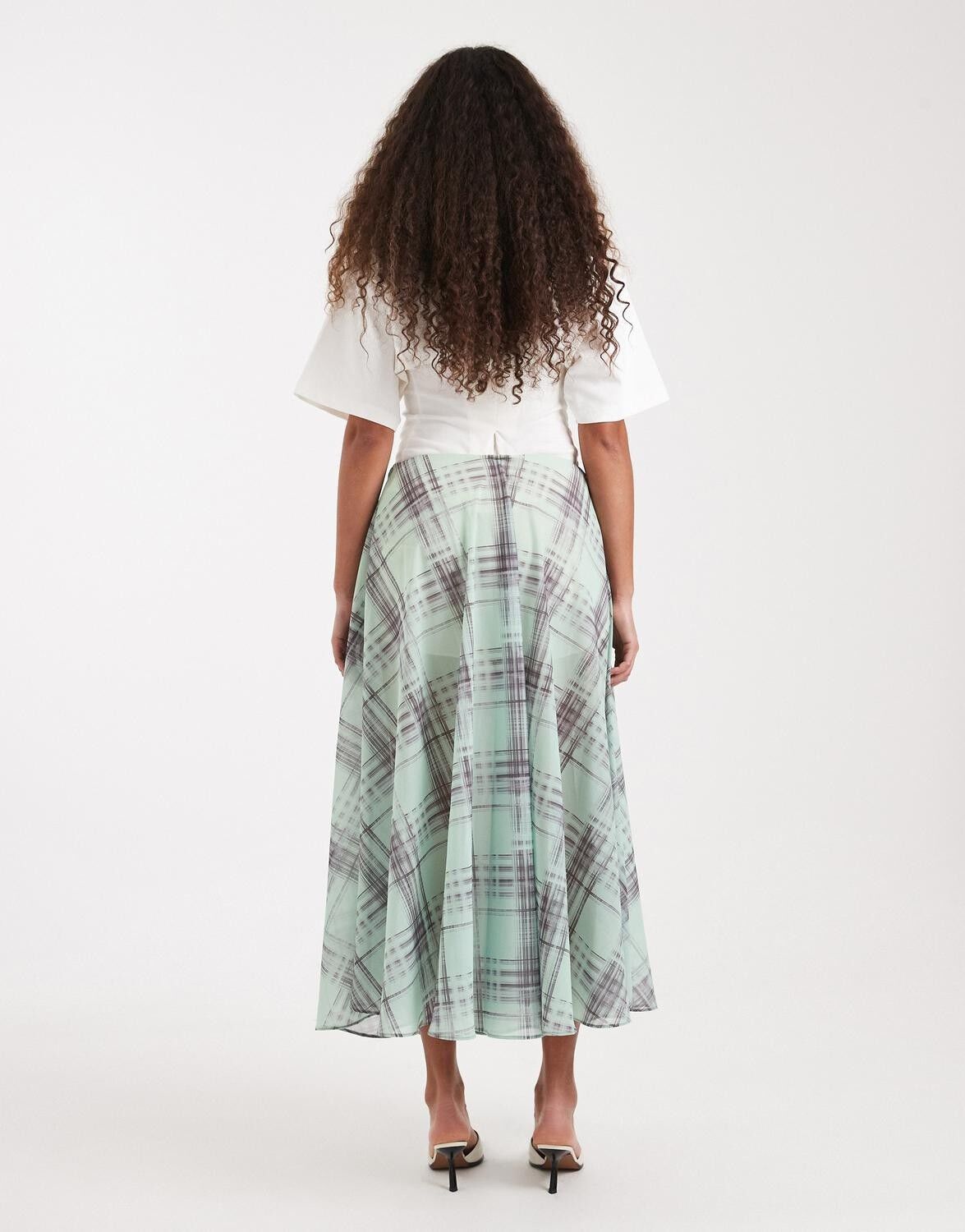 TSROBIN CHIFFON CHECK MAXI SKIRT WV