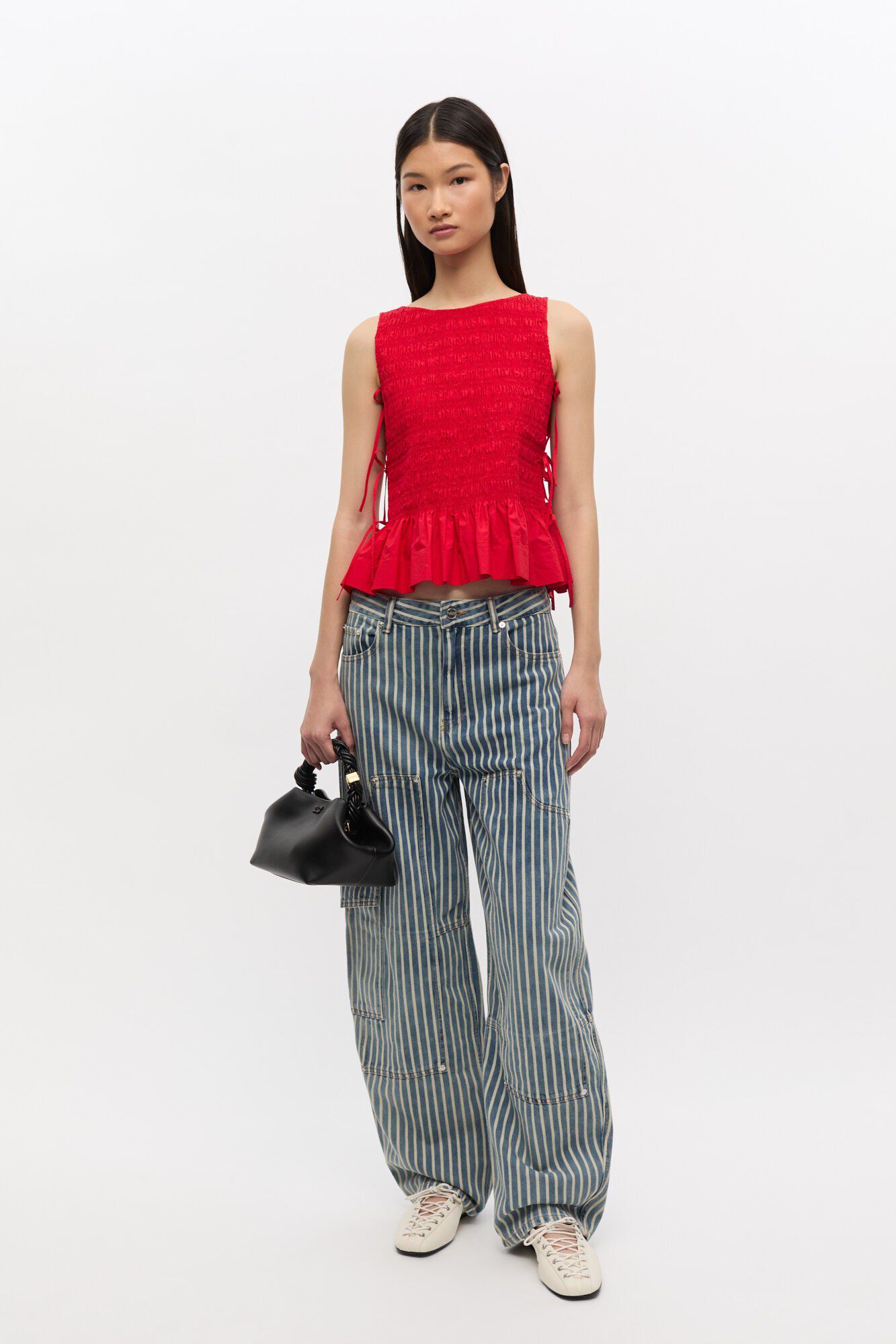 Cotton Poplin Smock Tie String Top