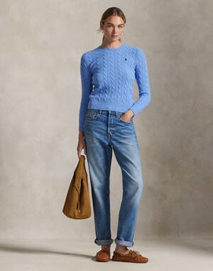 Cable Wool-Cashmere Crewneck Sweater