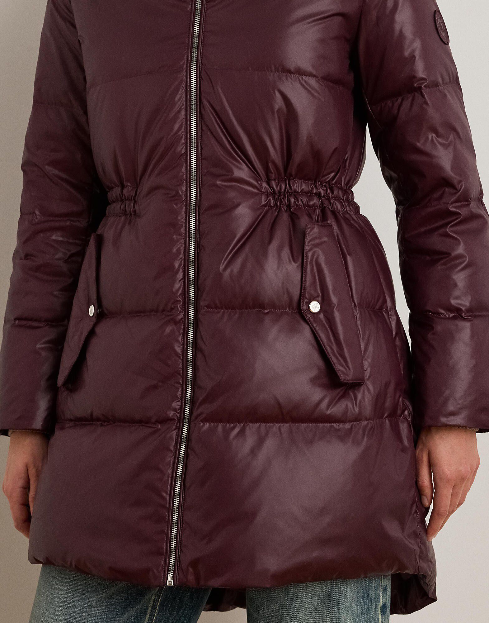 Hooded Channel-Quilted Down Coat