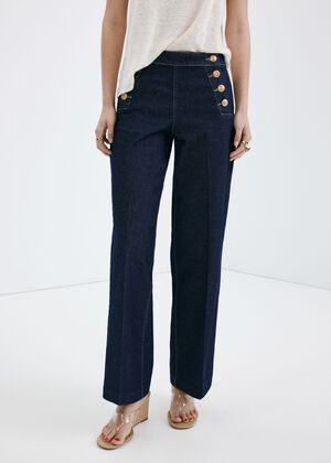 Wide-leg jeans with side buttons