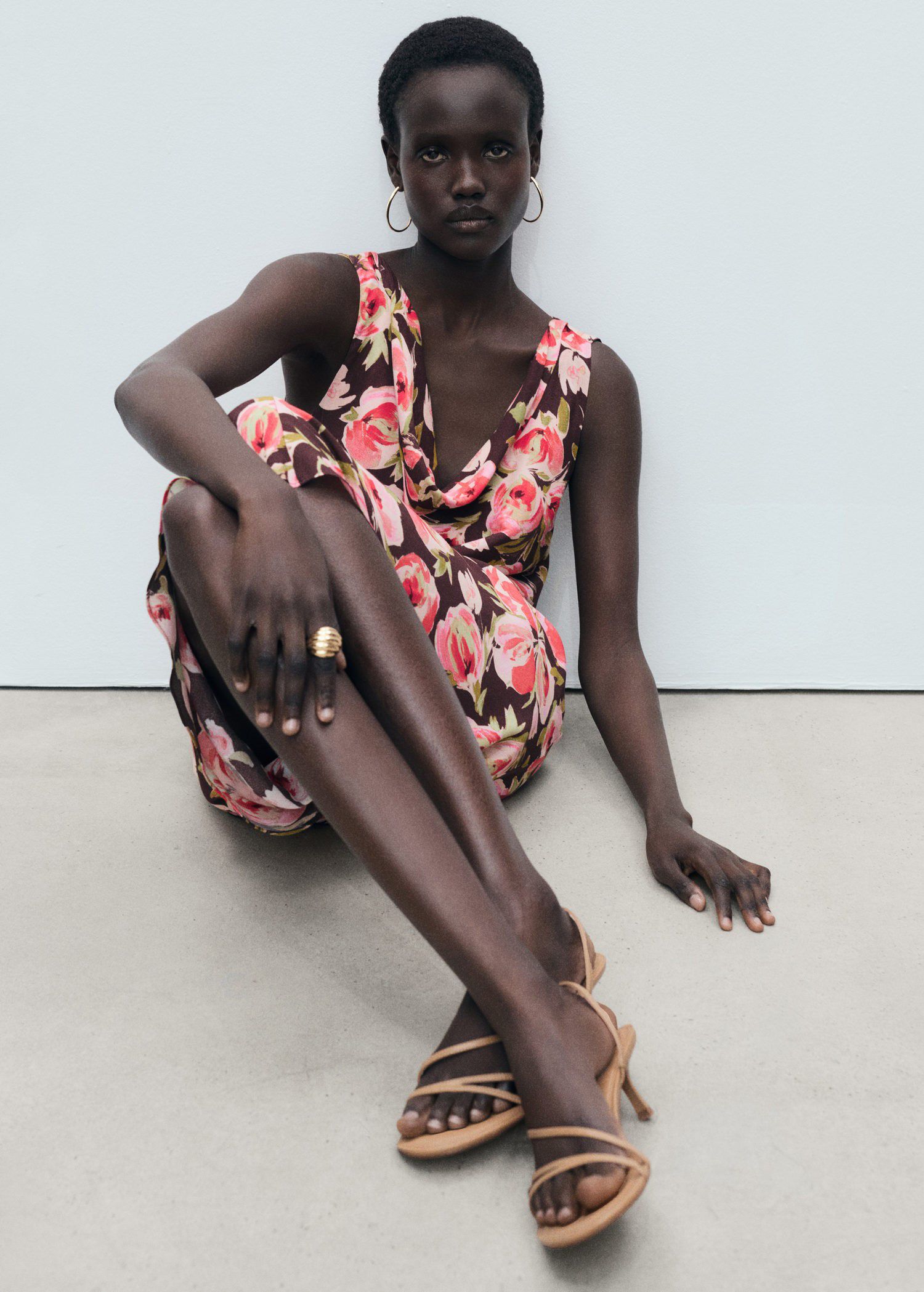 Animal print strap heel sandal