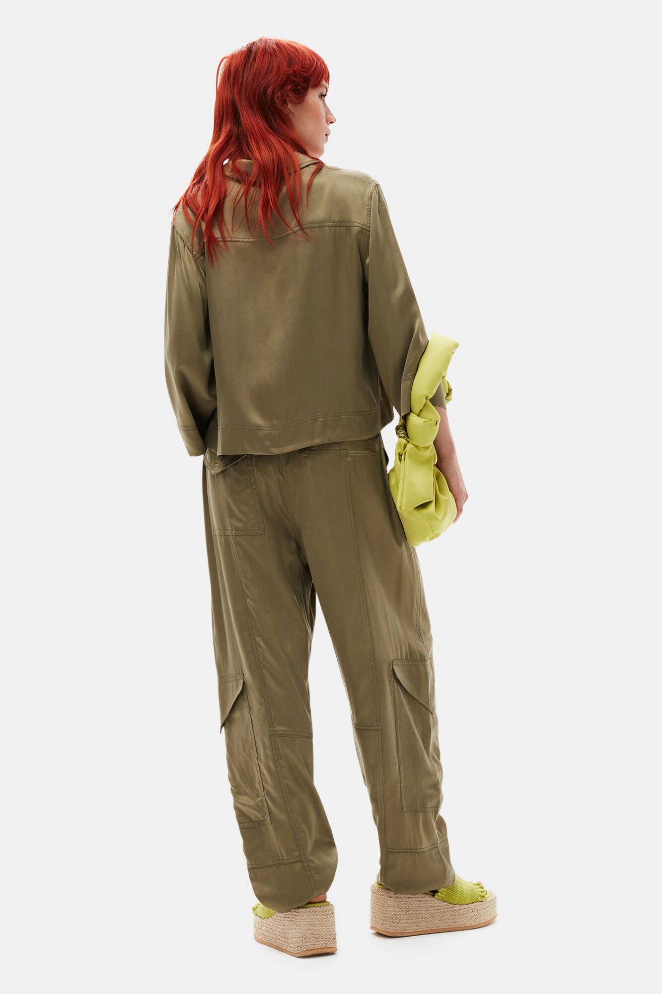 Washed Satin Crop Shirt