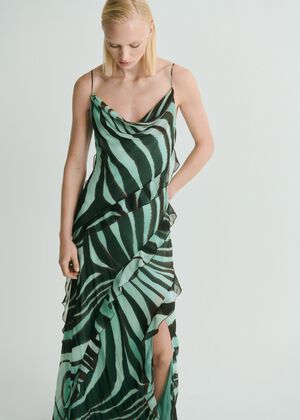 Zebra-print dress with ruffles