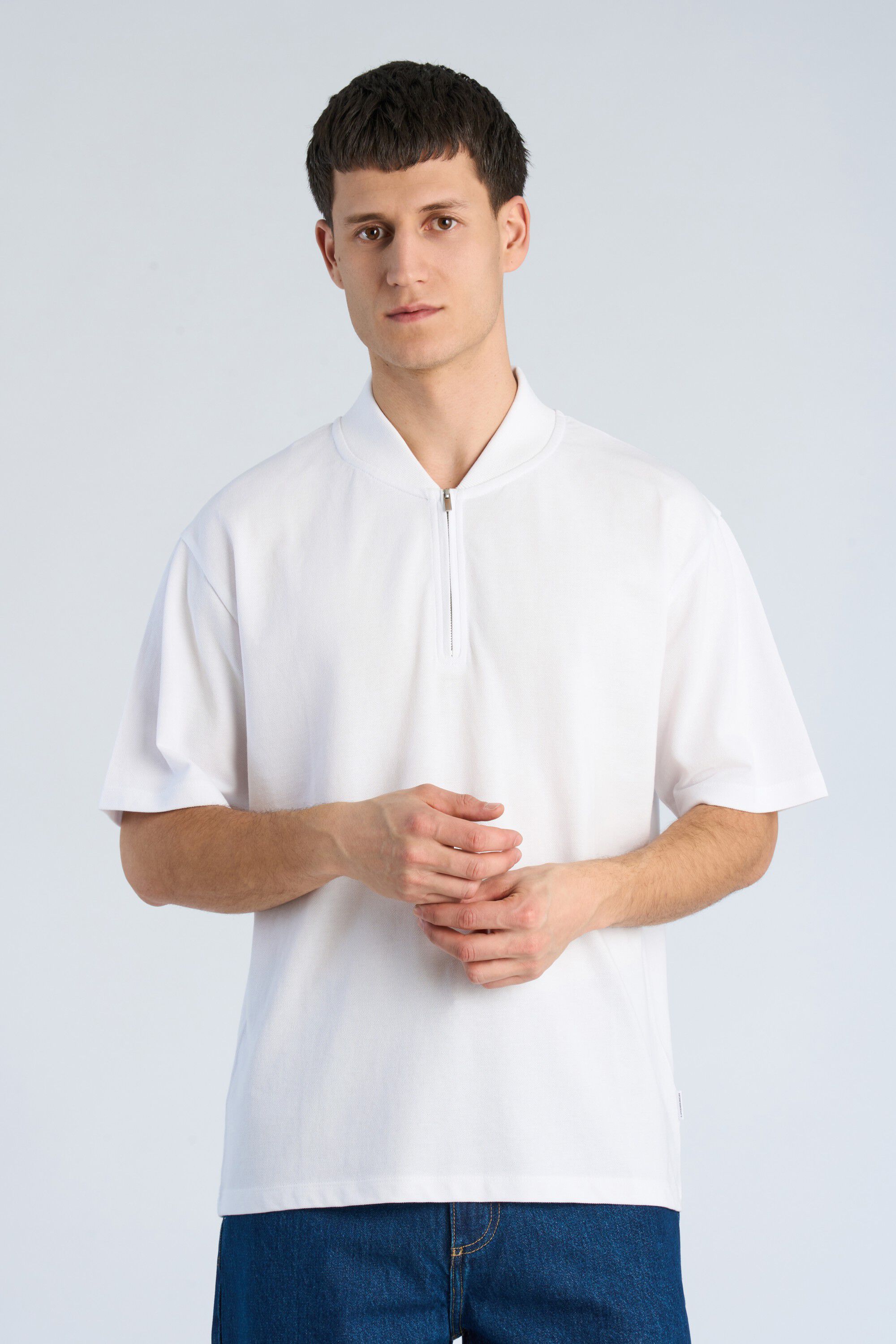 Pique S/S shirt bomber collar