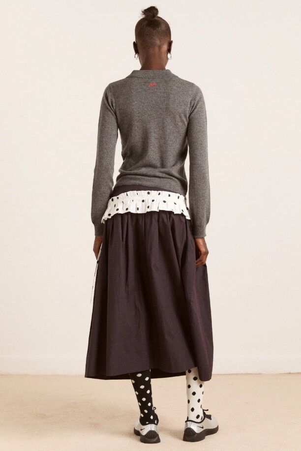VOULA FINE GAUGE CARDIGAN - CHARCOAL