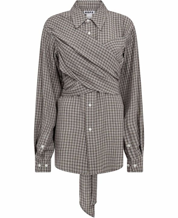 Twisty shirt Soft Grey Check-36