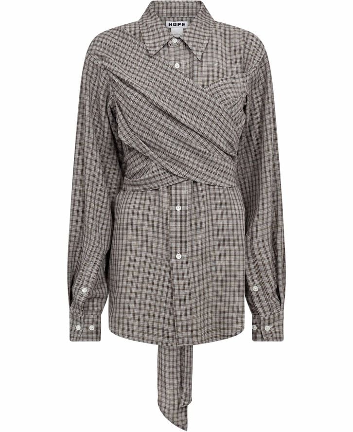 Twisty shirt Soft Grey Check-36