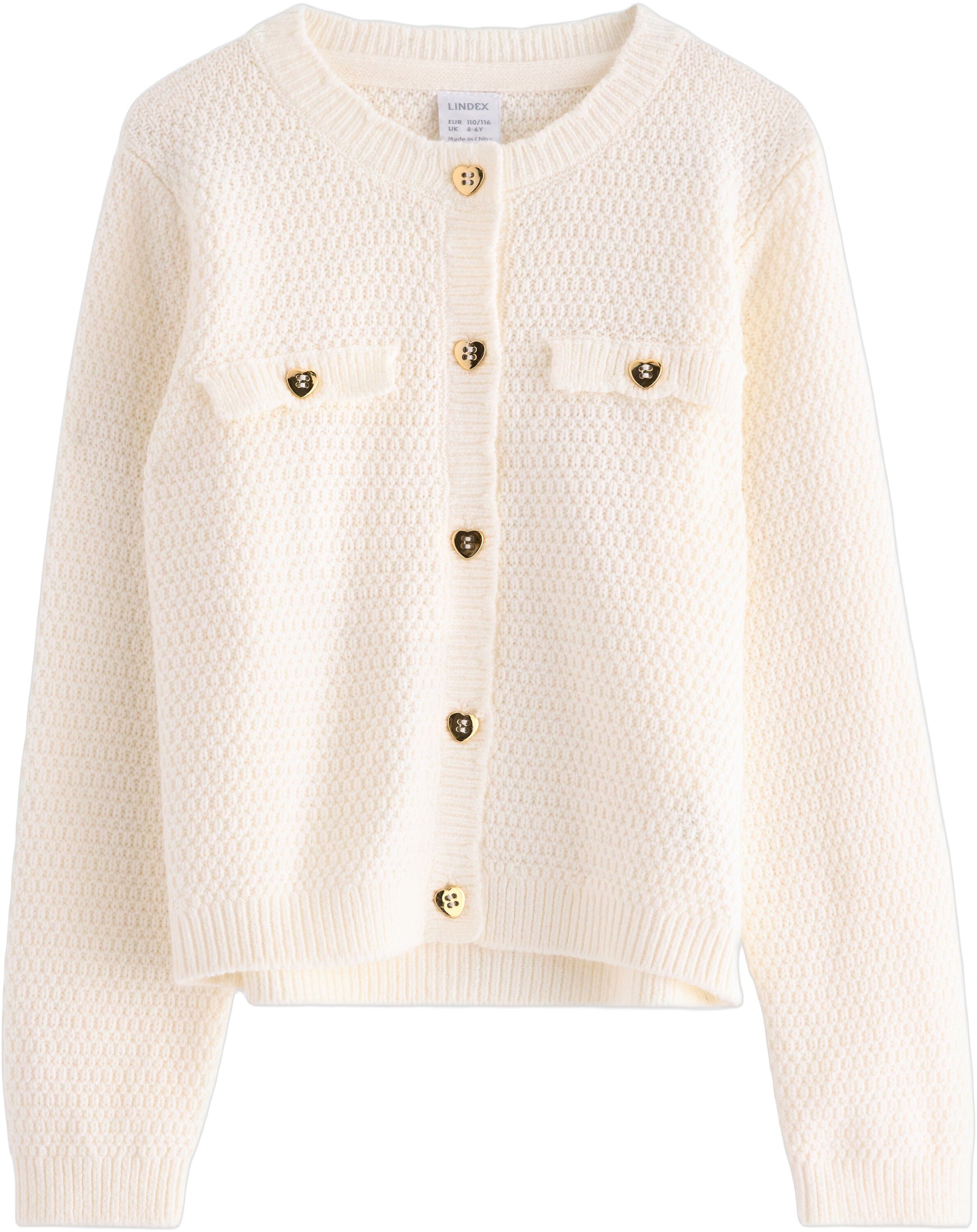 Strikket cardigan med hjerteknapper