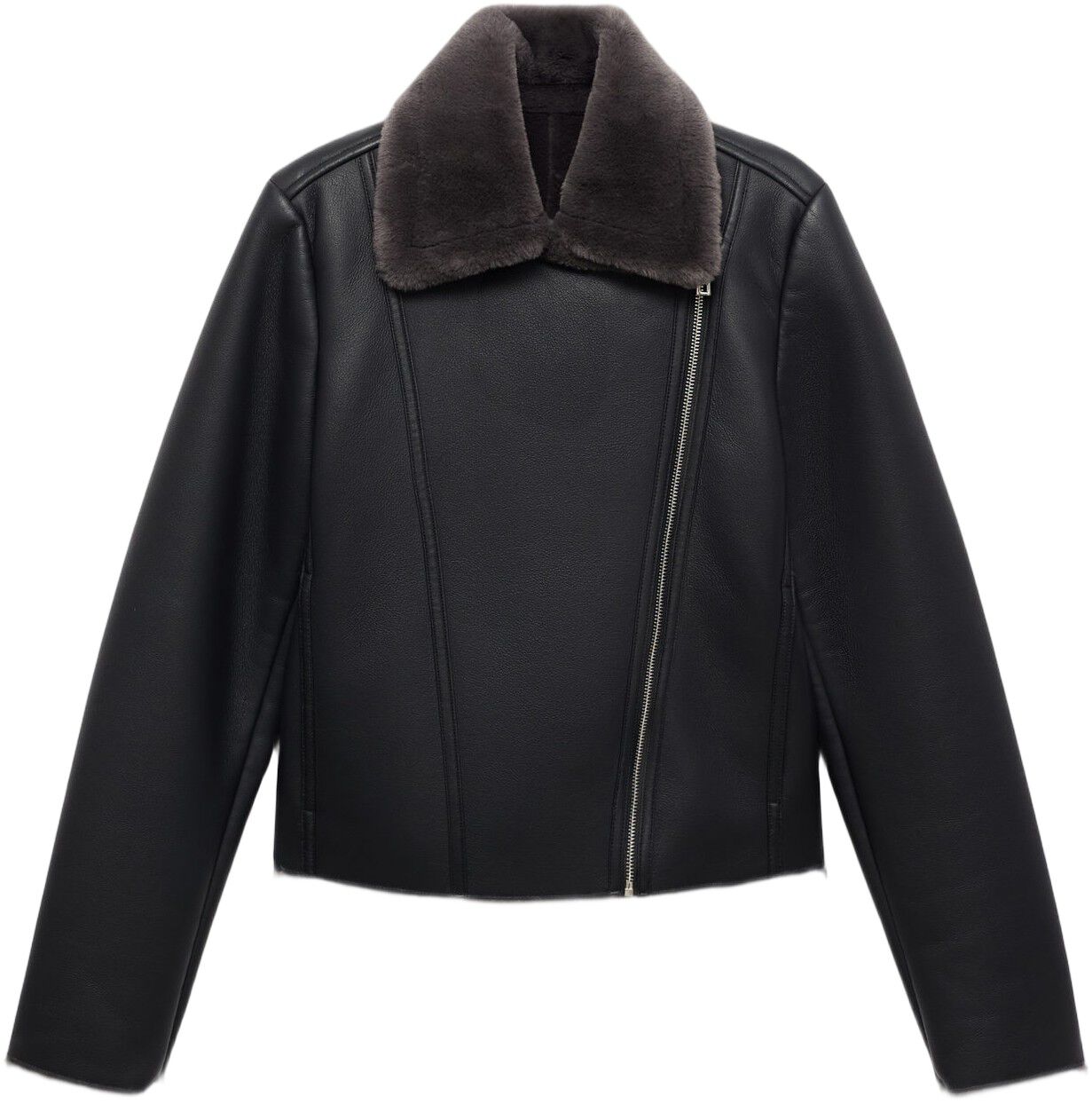 Fur-effect biker jacket