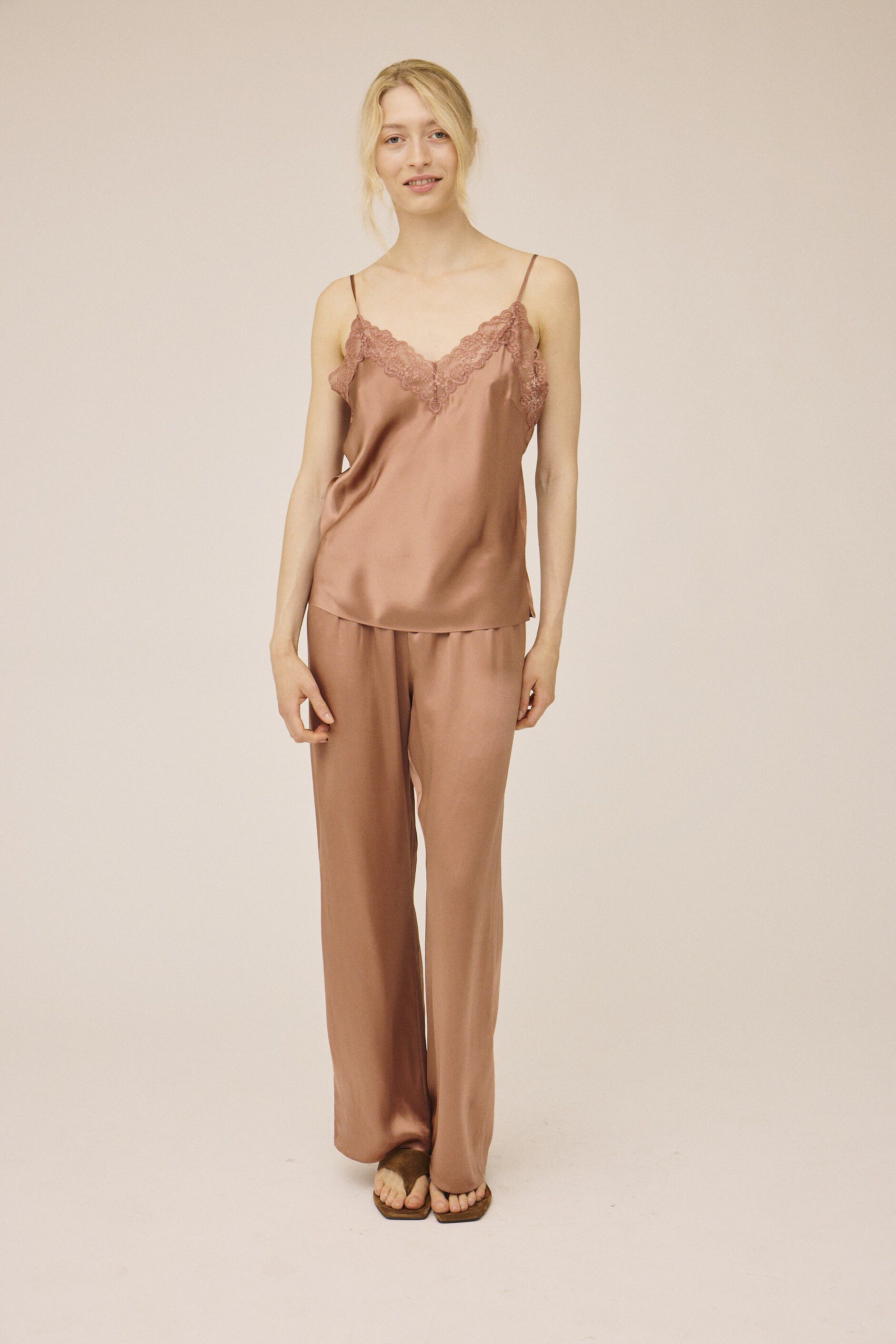 Moon 3 G - Strap Top w. Lace, 100% Silk