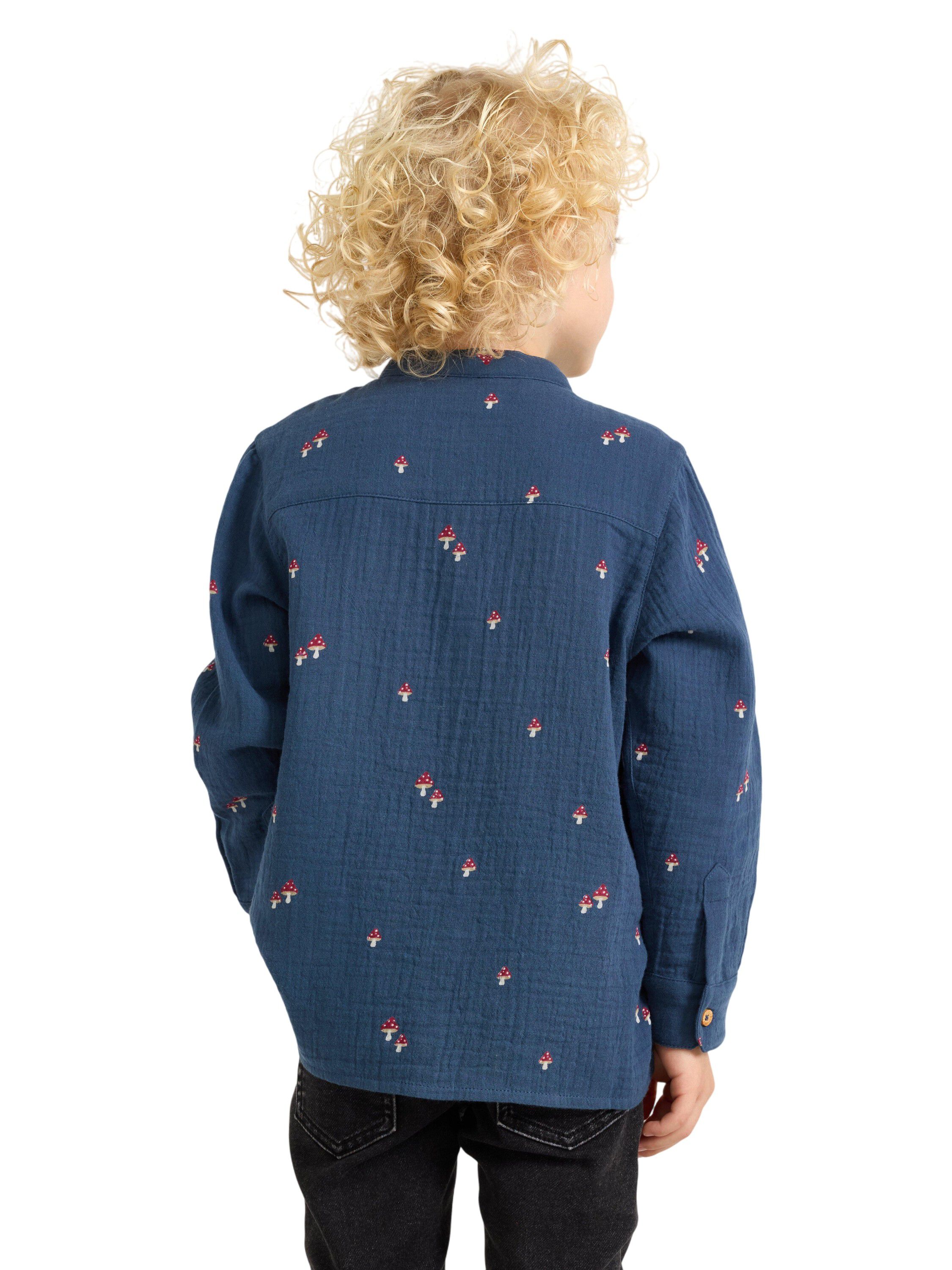 Langermet skjorte i vevd bomull med