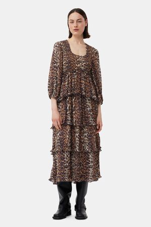 Pleated Georgette Flounce Smock Mid
