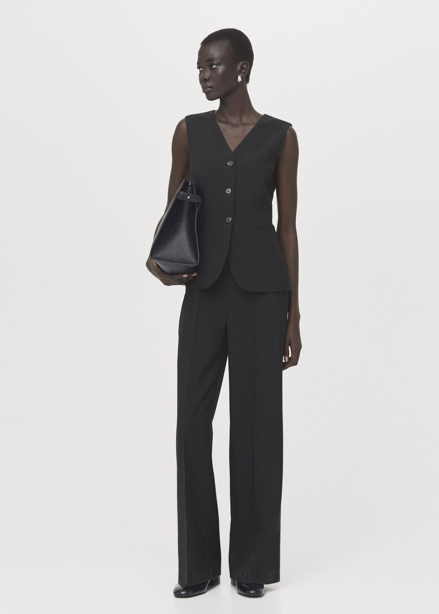 Pinstripe suit-style jumpsuit