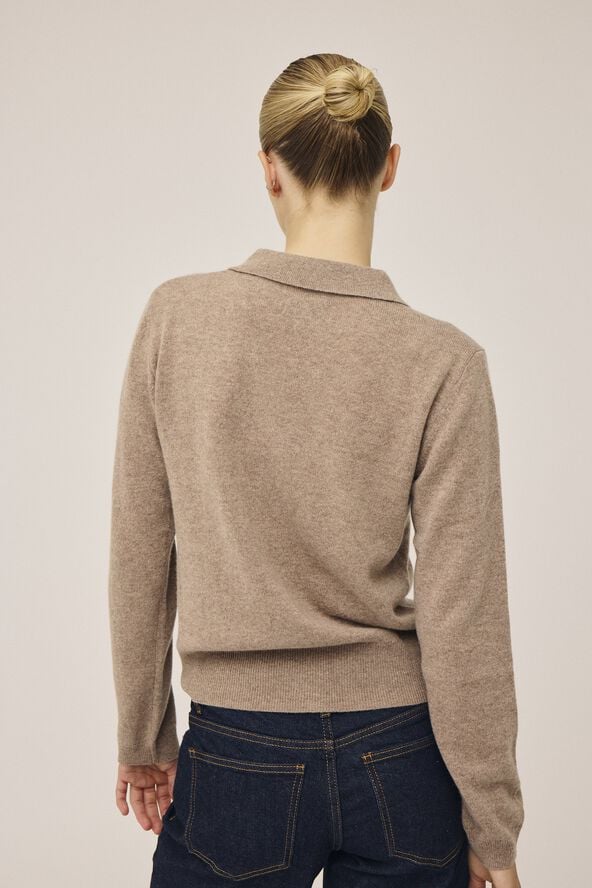 Mabel 15 Langærmede polo strikcardigan - 100% Cashmere