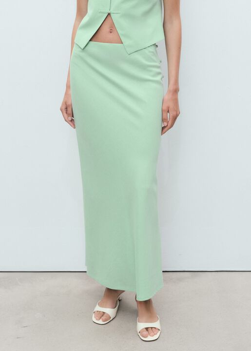 Linen-blend straight skirt