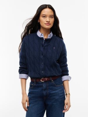 Pure Wool Cable Knit Slim Cardigan