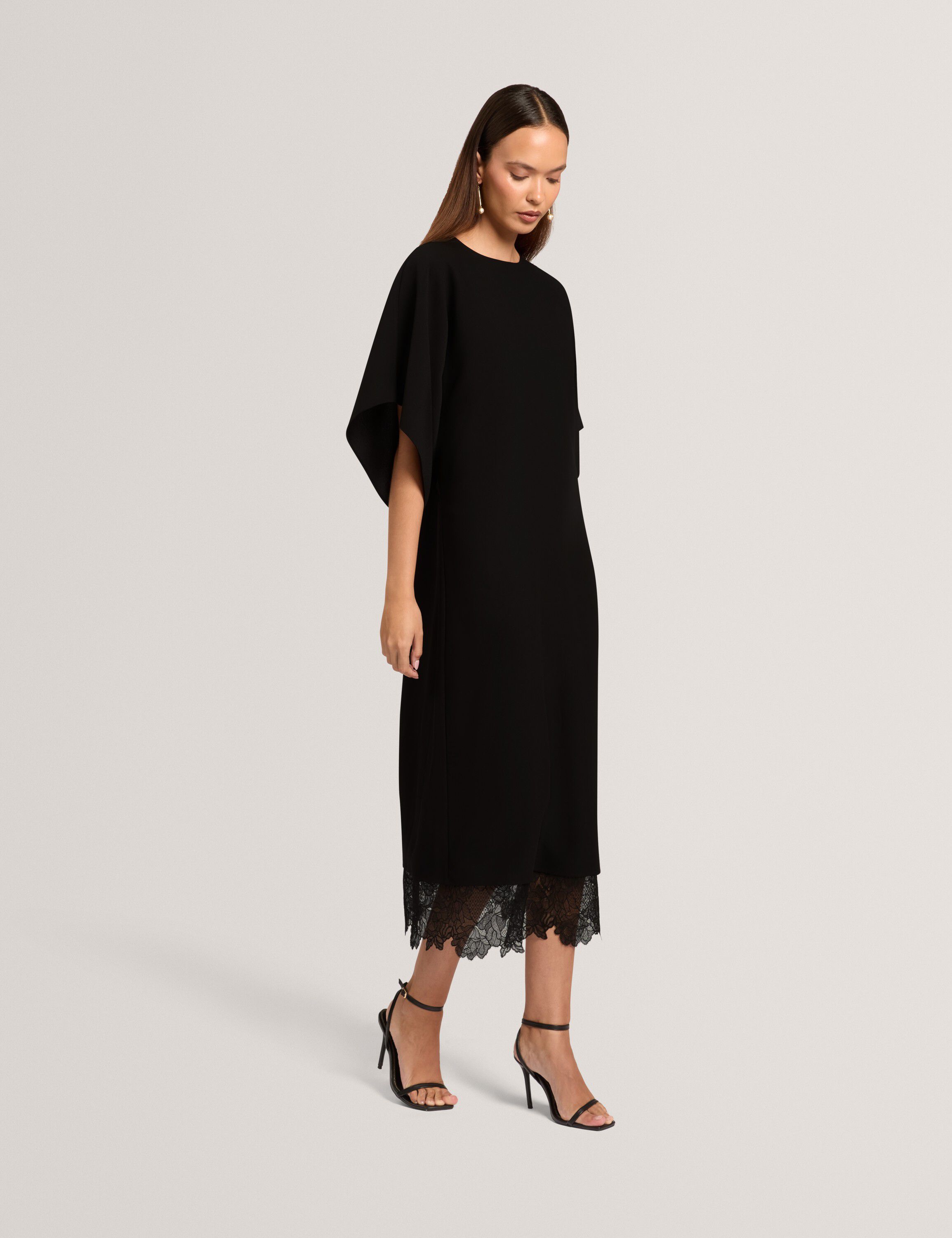 LANCHA Batwing Midi Dress With Lace