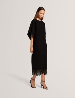 LANCHA Batwing Midi Dress With Lace