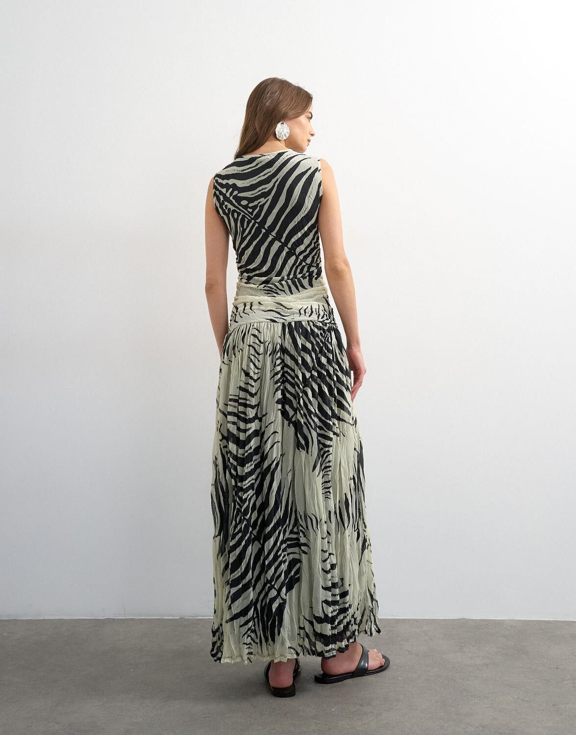 TSMAY MESH ZEBRA MAXI DRESS JRS