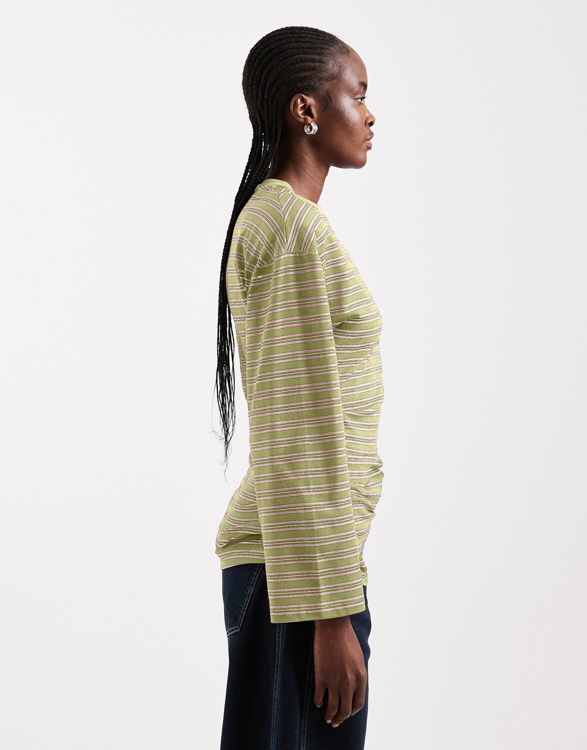 Tsbett L/S Striped Shoulder Top Jrs