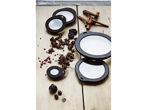 Glaslåg 20 cm Klar/Sort Glas/Silikone