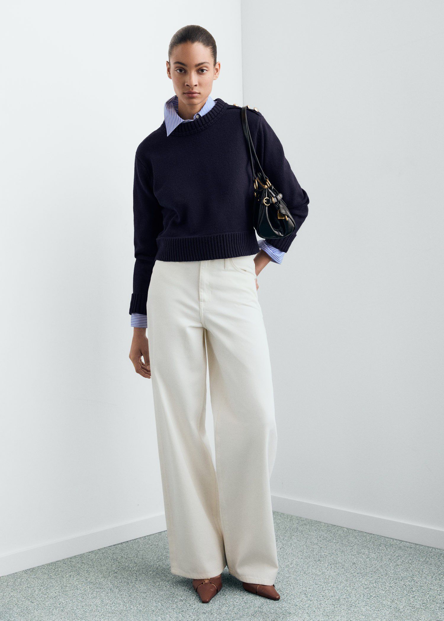 Knitted sweater with jewel buttons