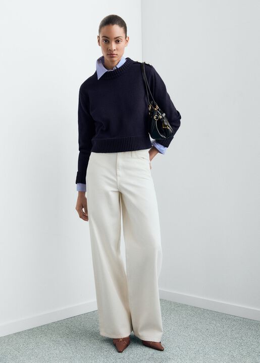 Knitted sweater with jewel buttons