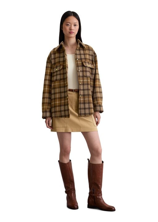 Checked shirt jacket, patched pocke