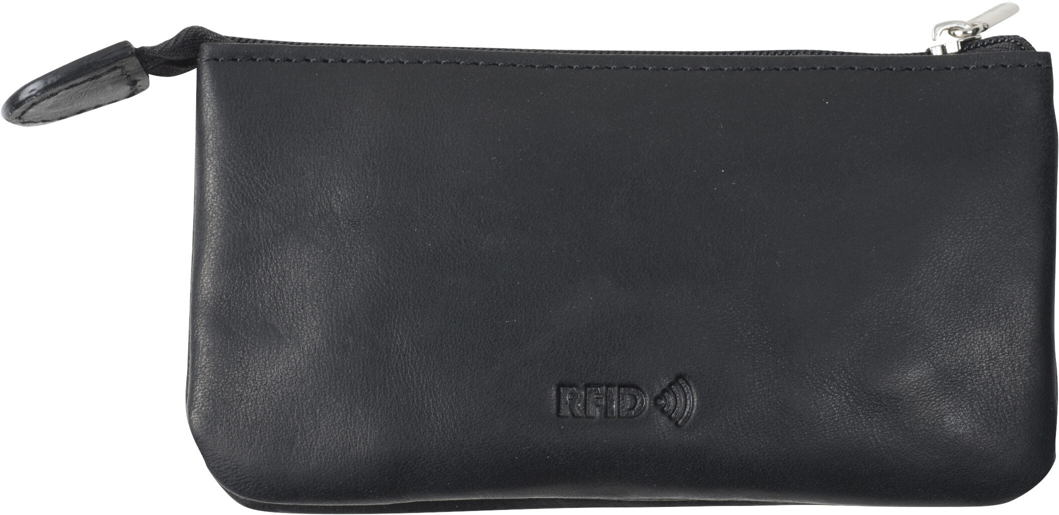 Key pouch with zipper and two compartments RFID