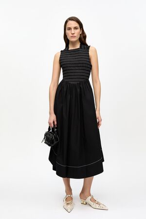 Washed Stretch Cotton Smock Midi St