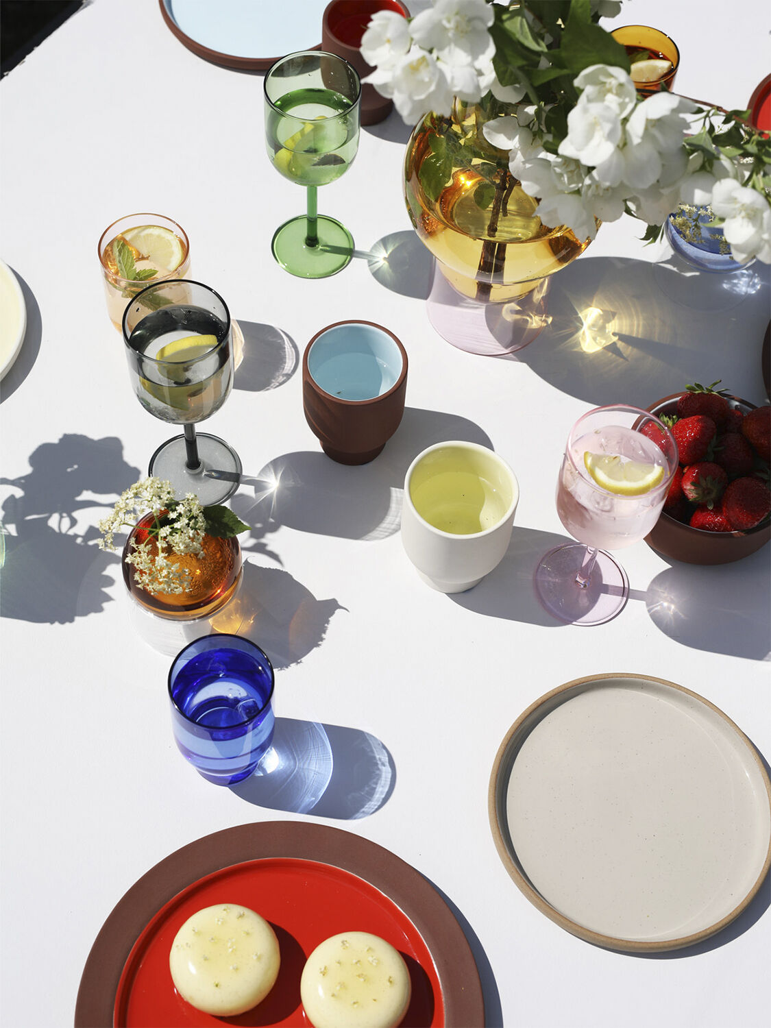 CUP, TALL, 2 PCS, CLAY TERRACOTTA, GLAZE LIGHT BLUE ,75100TB