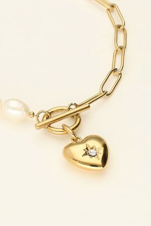Bracelet chain pearls heart charm