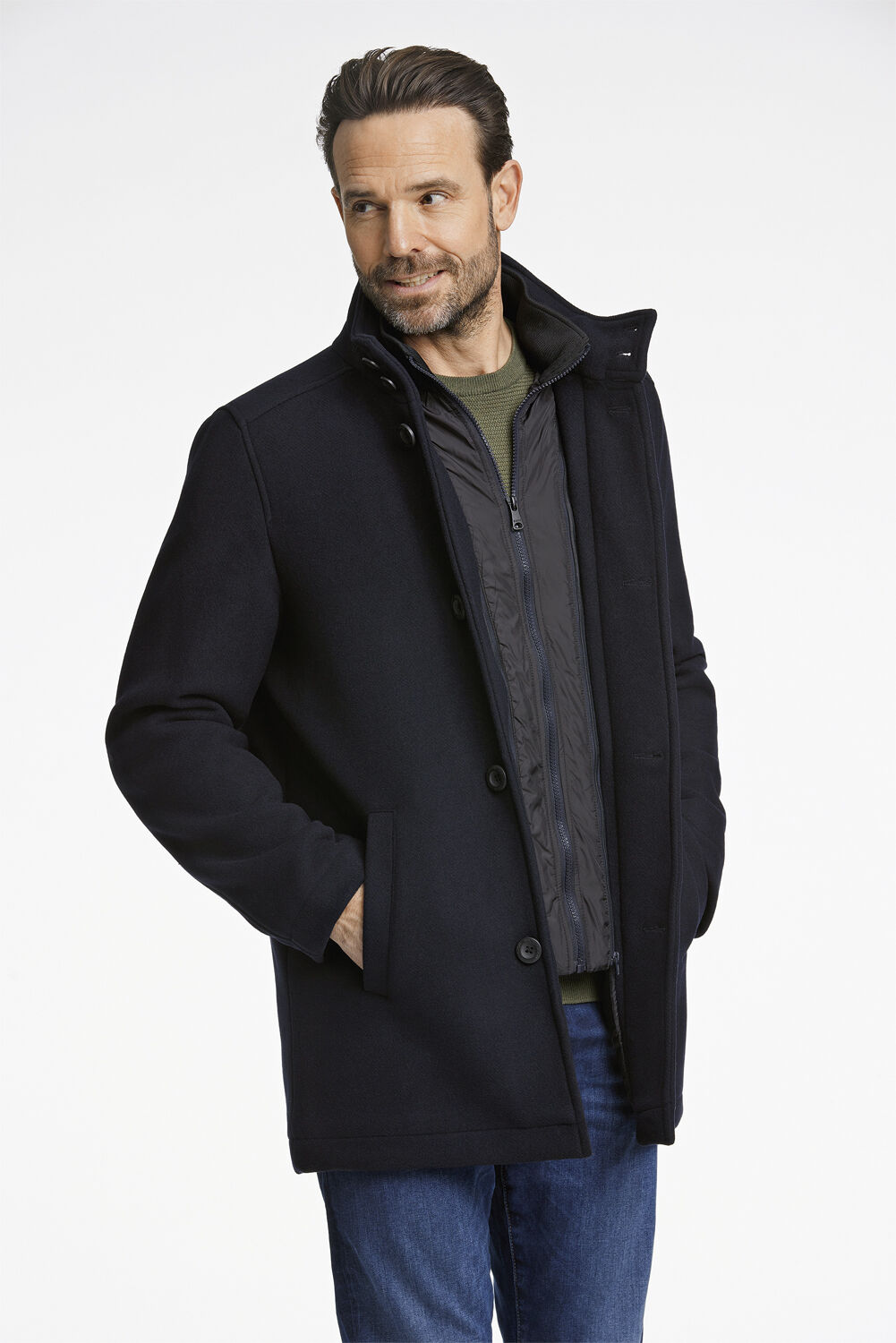 Relaxed-fit wool car coat
