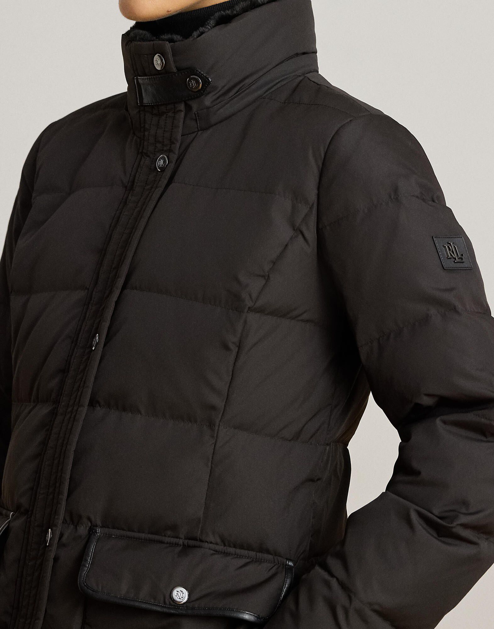 Faux-Fur-Trim Quilted Down Maxicoat