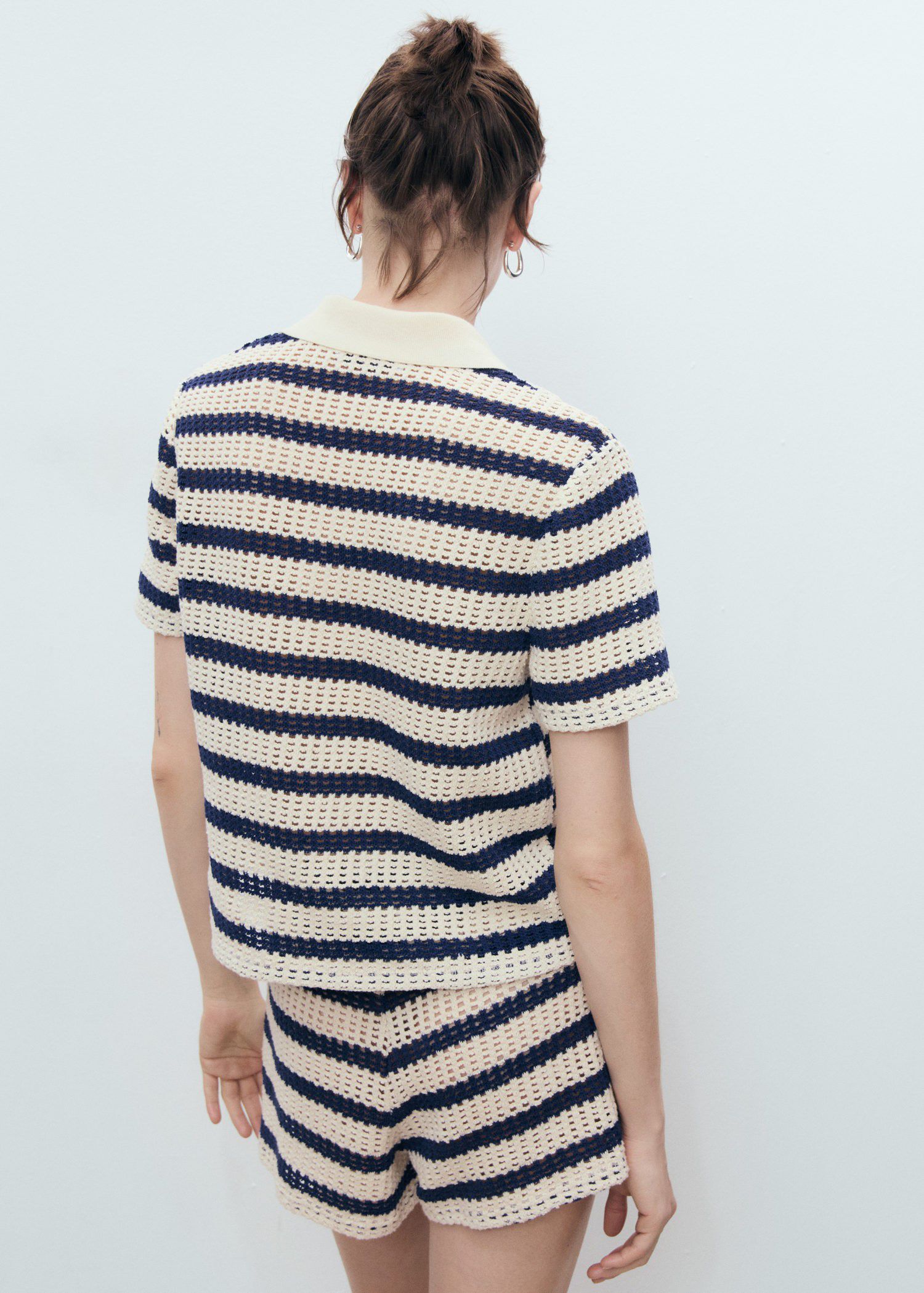 Short sleeve striped cardigan