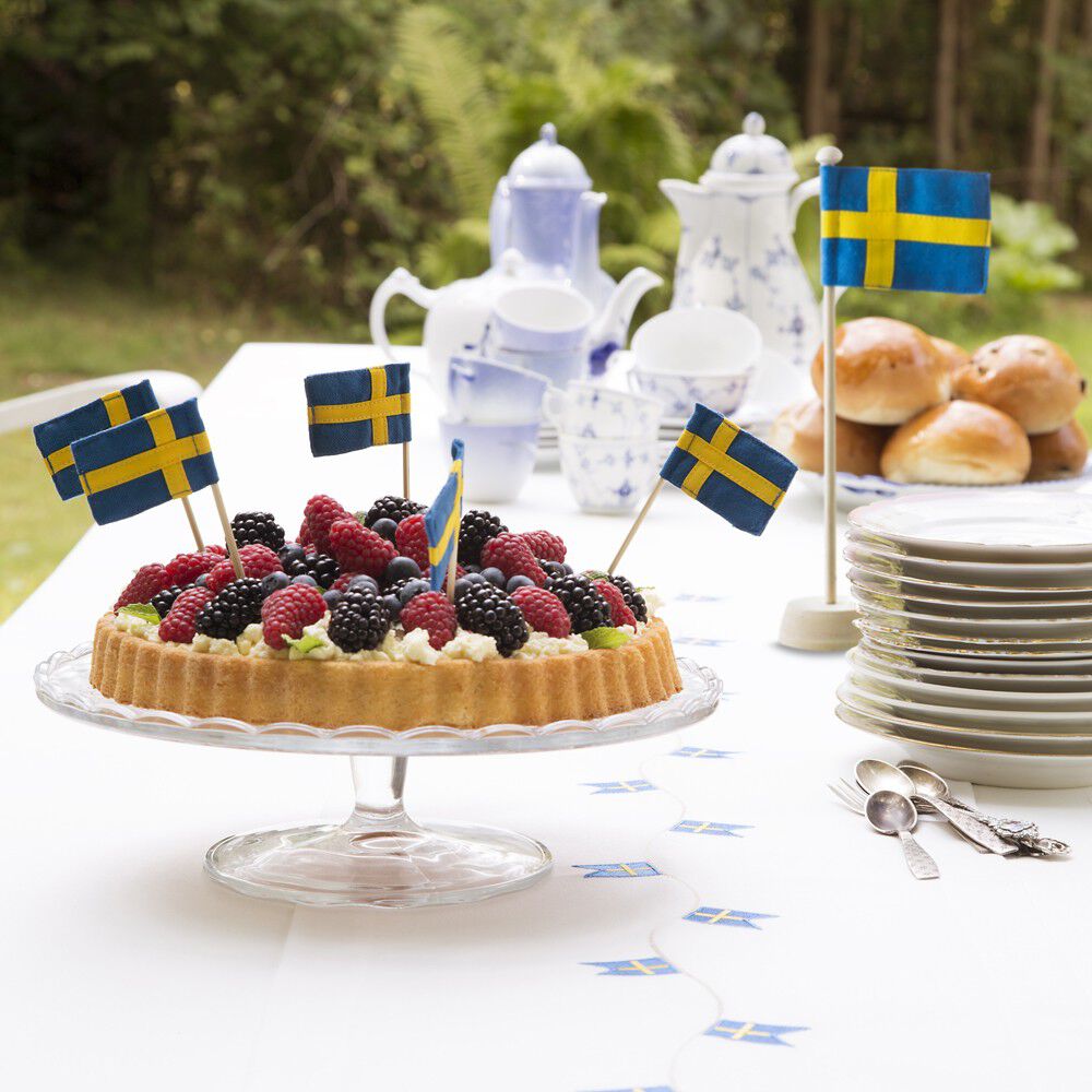 Lagkageflag med Svenske flag