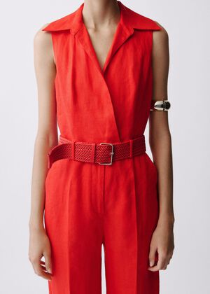 Shirt jumpsuit with belt