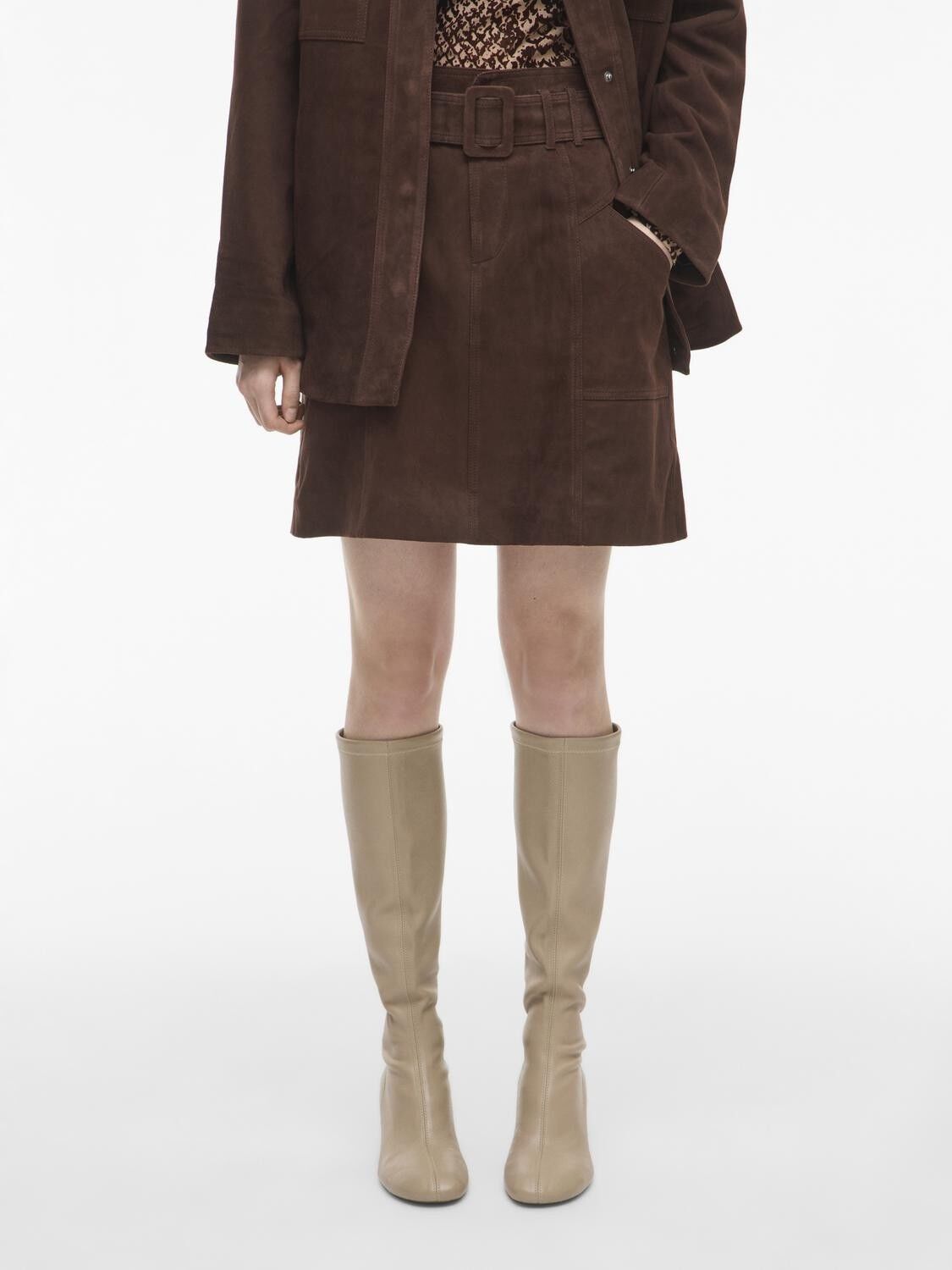 ROUERNA HW SHORT SUEDE SKIRT