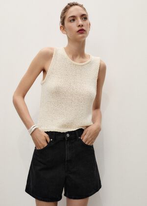 High-rise denim shorts
