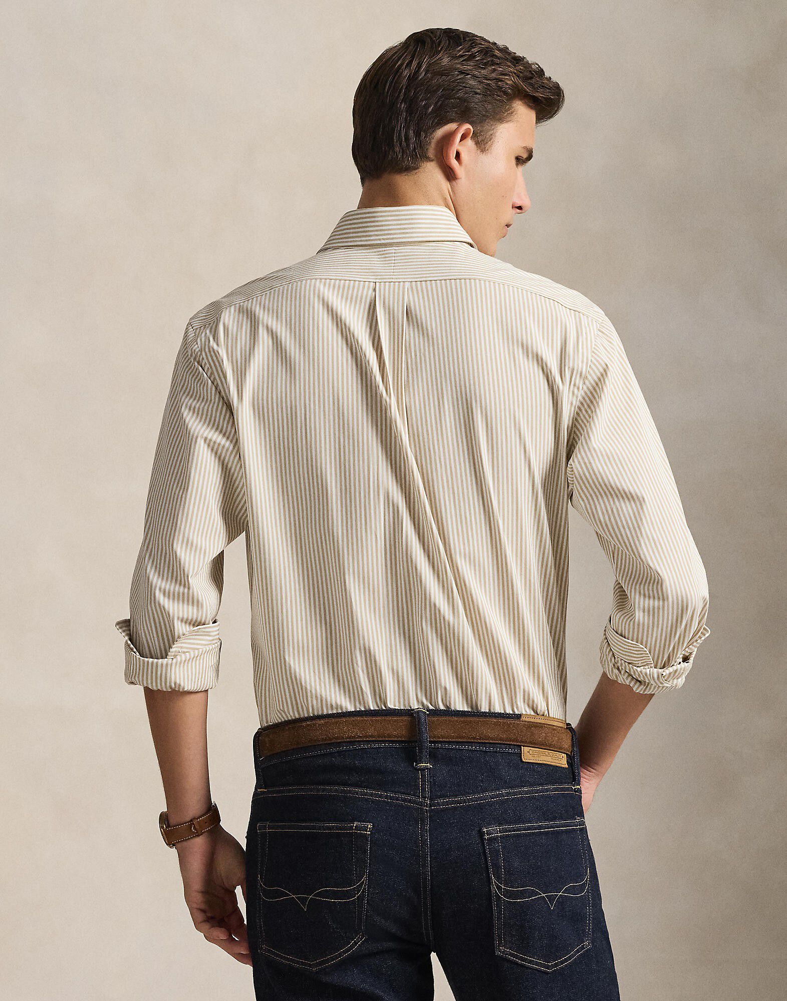 Custom Fit Striped Stretch Poplin Shirt