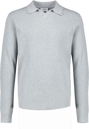 Ribbed L/S v-neck polo