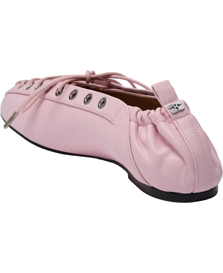 Eyelets Lace Up Ballerina Denim Pri