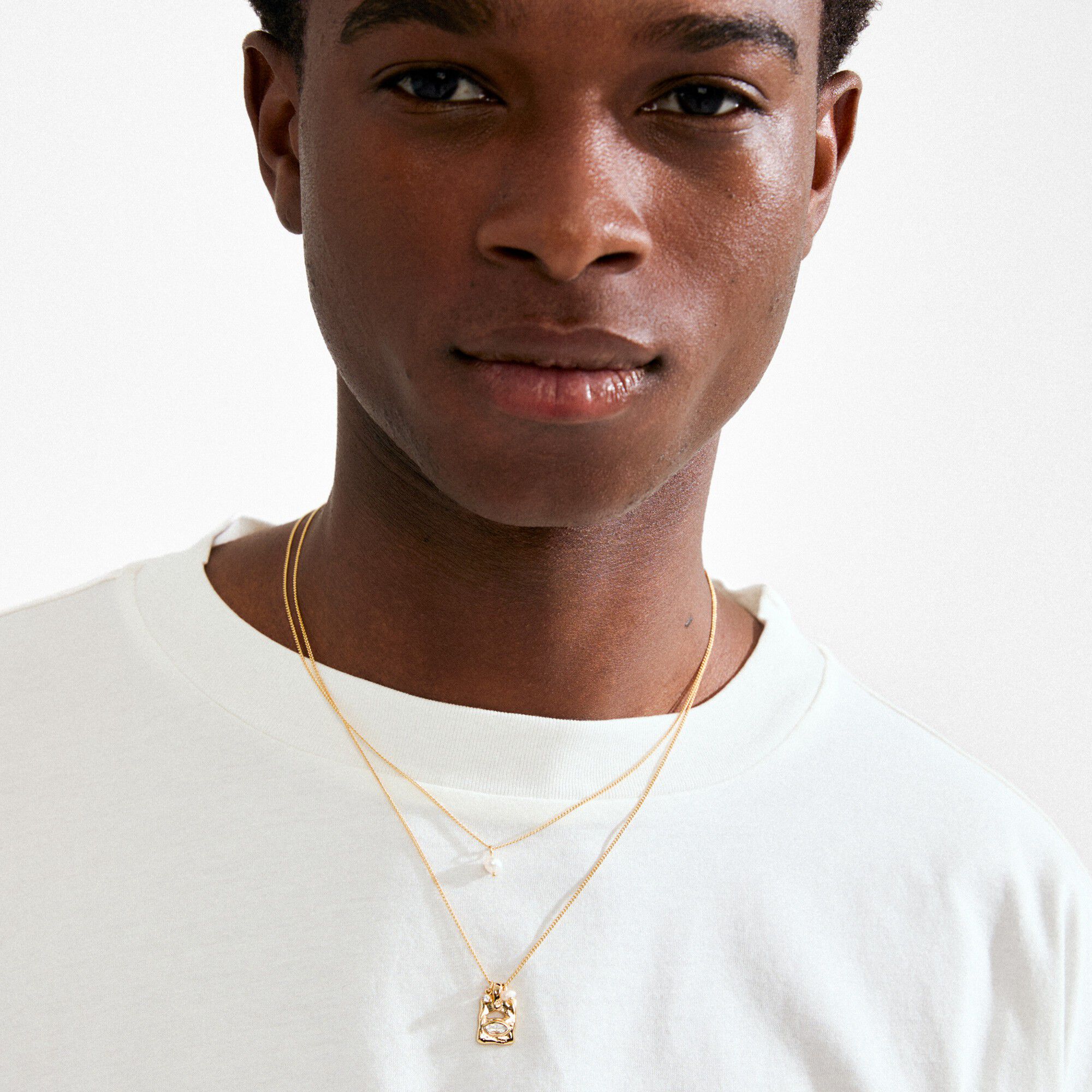 FIRE halsk&aelig;de 2-i-1 s&aelig;t, guldbelagt