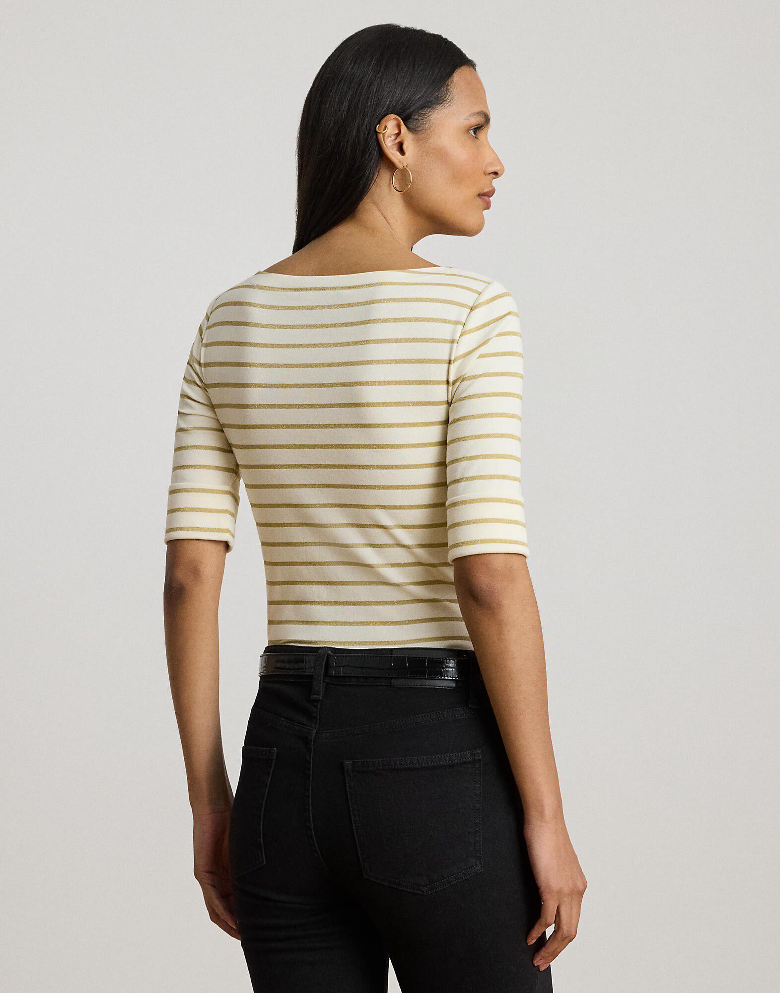 Metallic Striped Boatneck Tee